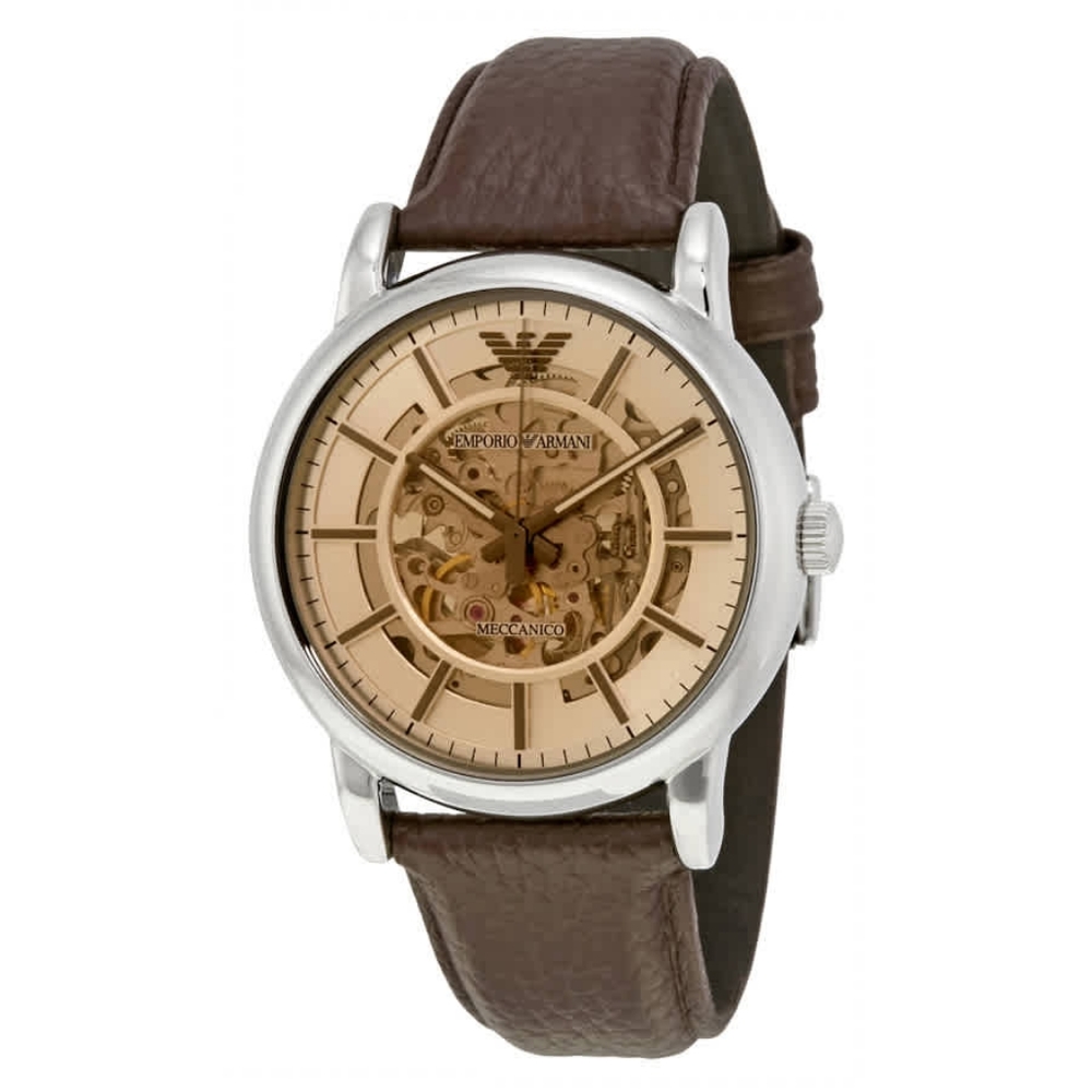 Emporio Armani Luigi AR1982 Automatic Skeleton Dial Leather Strap Men's Watch - Picture 15 of 16